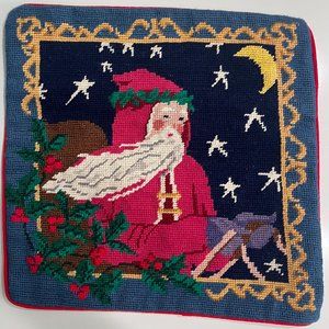 Hand Embroidered Santa Christmas Pillowcase